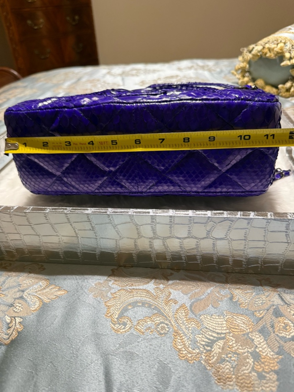 NWOT! Statement-Making Custom Made Purple Python Quilted Bag - Picture 11 of 12